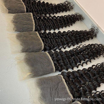 Raw Brazilian Virgin Human Hair Swiss HD Transparent 4x4 2x6 5x5 Lace Closure 13x4 13x6 Lace Frontal Pre Plucked With Baby Hair